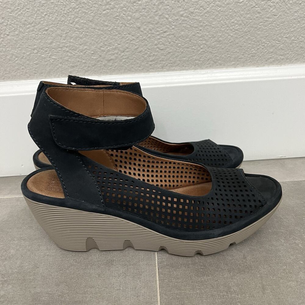 Clarks Clarene Prima Women's Size 8 Blue Ankle Strap Wedge Walking Shoes